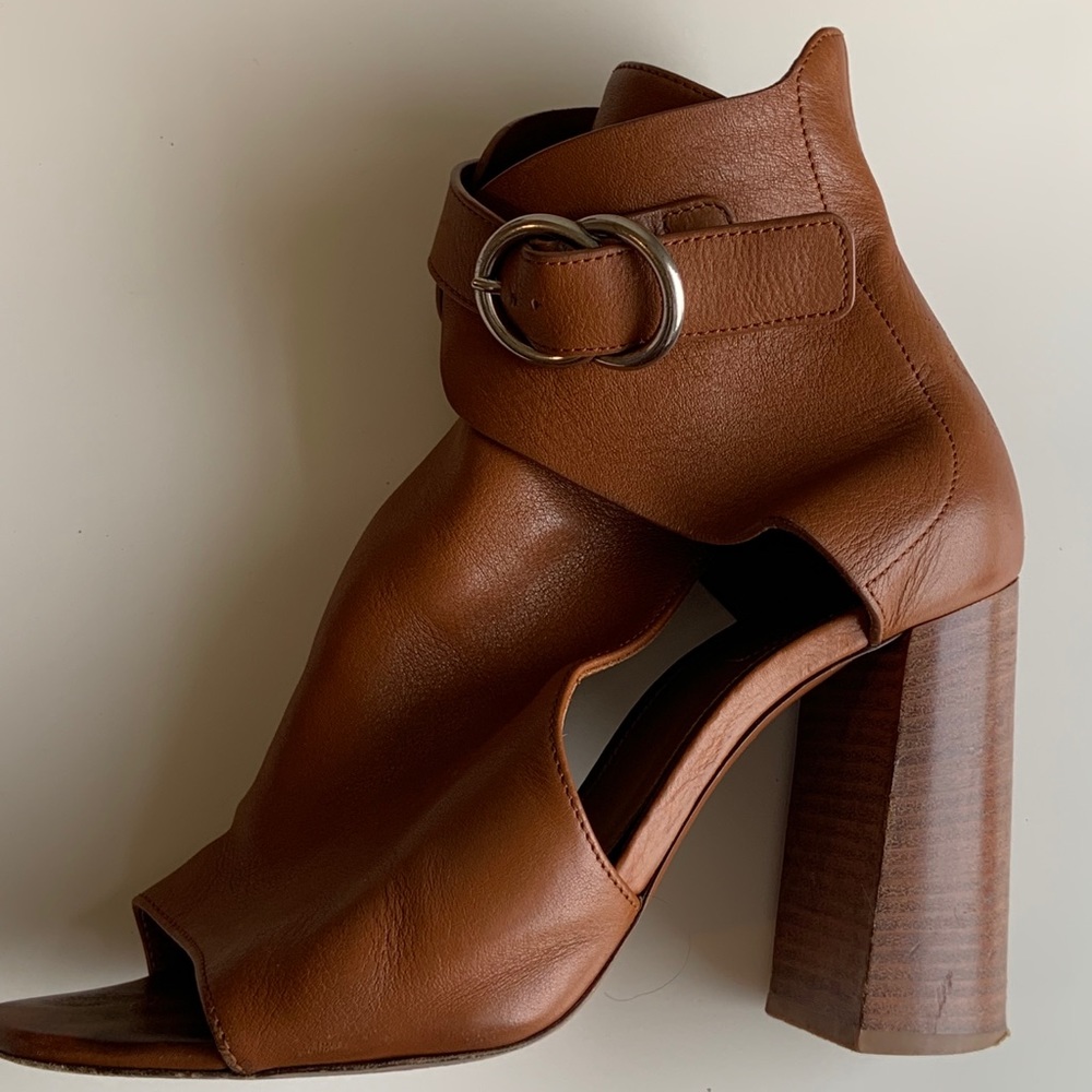 Chloe Millie Peep Toe Buckle Stacked Heel Sandal - Picture 9 of 14